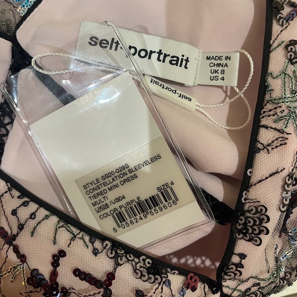NWT self-portrait constellation sleeveless tiered mini dress US4 - Picture 11 of 11